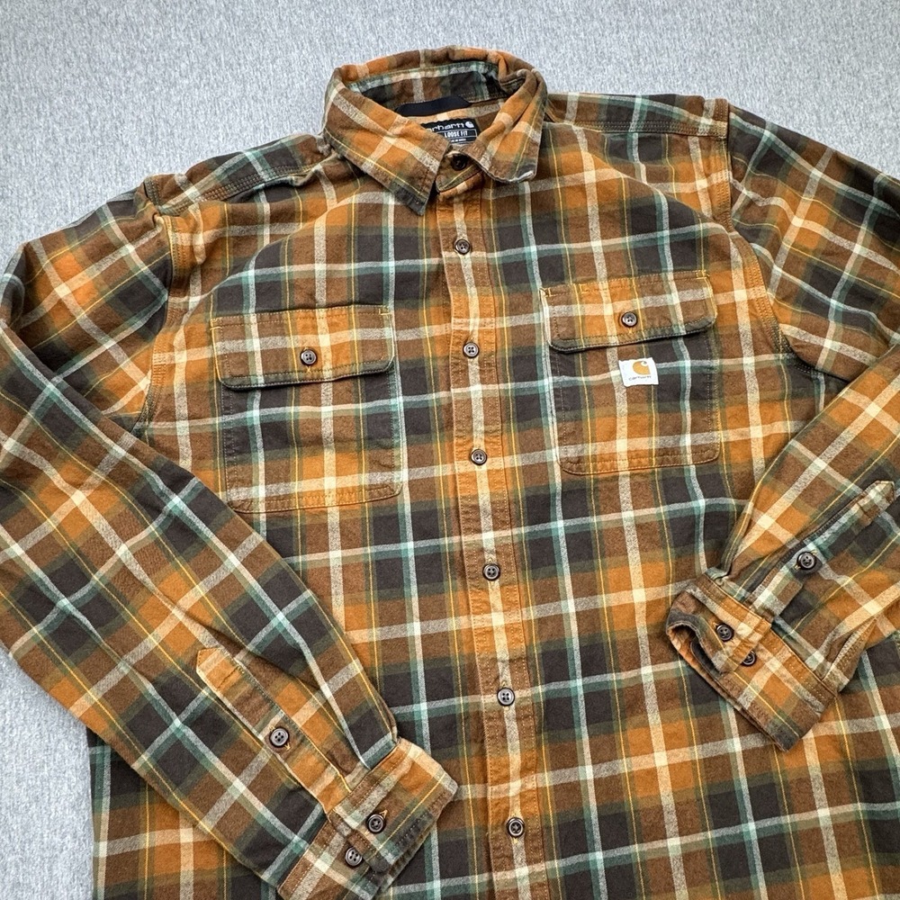 Carhartt Men's Loose Fit Heavyweight Plaid Flannel Shirt TW4451-M Sz L Tall LT